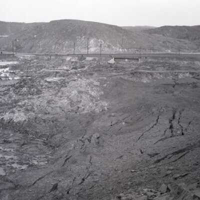 Photograph, View towards CNR Main Line from Slag Dump, Copper Cliff, Ontario.