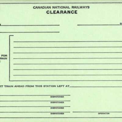 Document, Canadian National Railways Clearance Form, Blank.