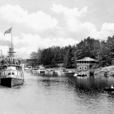 Photograph, Port Sandfield from the lake, Muskoka Lakes.