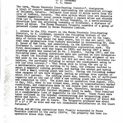 Document- "Moose Mountain Report 1947"
