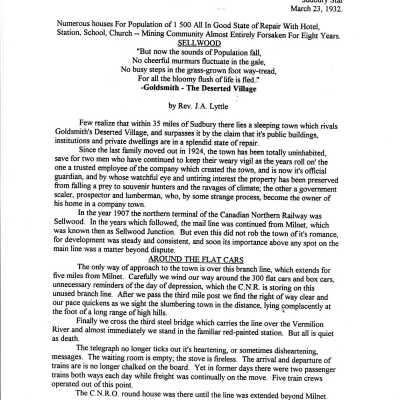 Document- "Once Busy Center of Sellwood Becomes a Two Man Town"