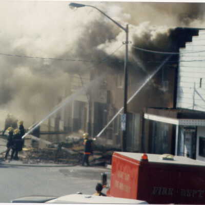Photograph, Capreol Hardware Store Fire, May 2nd 1986.