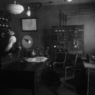 Photograph, Canadian National Railways (CNR) Radio operating room.