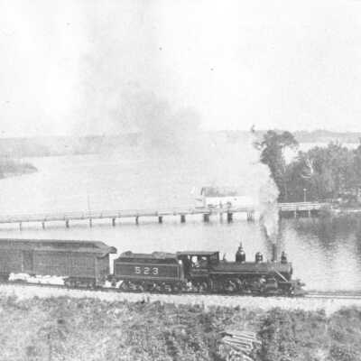 Photograph of a passenger train going through Rose Point