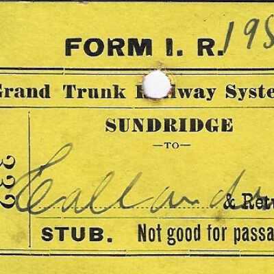 Grand Trunk Railway System: Sundridge to Callender and return ticket stub