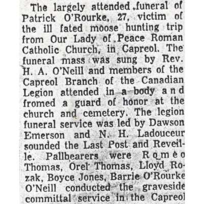 Document, Obituary, Patrick O'Rourke.