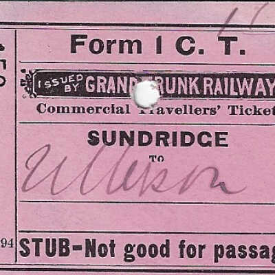 Grand Trunk Railway: Sundridge to Wilson First Class Ticket Stub