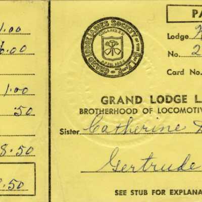 Grand Lodge Ladies Society of the Brotherhood of Locomotive Firemen & Enginemen Payment Receipt for Dues, Catherine Deavy, 1970