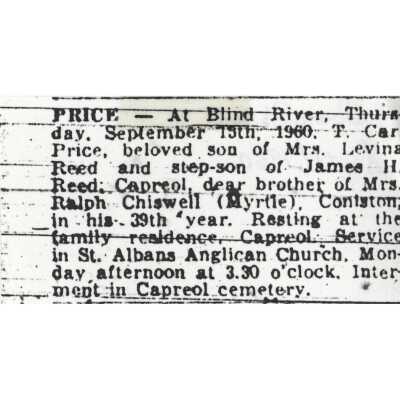 Document, Obituary, T. Car Price.