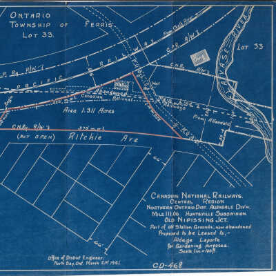Canadian National Blueprint Showing Mile 111.06, The Old Nipissing Junction