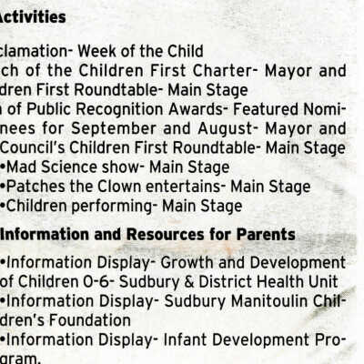 The Week of The Child Events Page for 2002, Northern Life