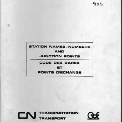 CN Station Names - Numbers And Junction Points (English and French)