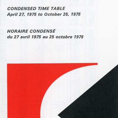 Condensed Timetable, CP Rail, The Canadian, April 27th 1975 to October 25th 1975