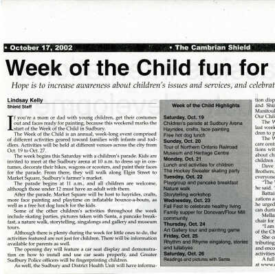 "Week of the Child fun for kids, parents" from The Cambrian Shield