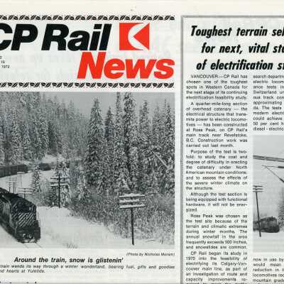 Newsletter, CP Rail News, Volume 2, Number 16, December 20th 1972.