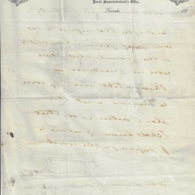 Letter on Grand Trunk Railway branded Letterhead from the Western District's Local Superintendent Office