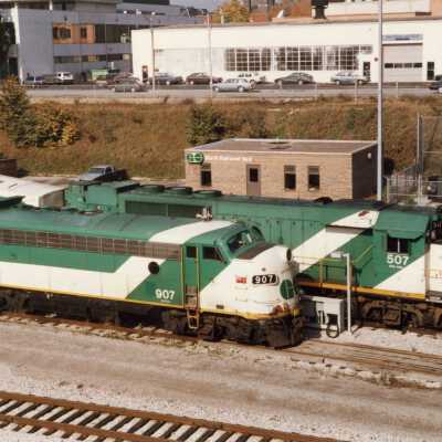 Photograph, GO Transit North Bathurst Yard Toronto, October 23, 1987.