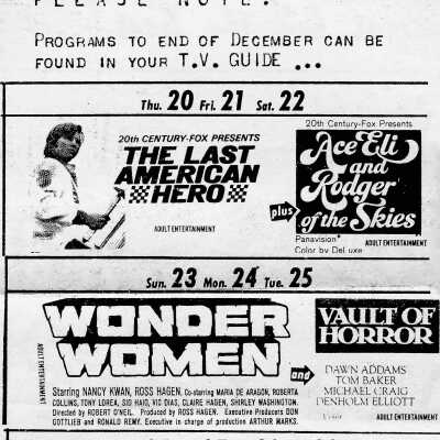 Newspaper Advertisement, Audion Theatre, Capreol, 1973.