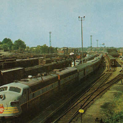 Canadian Pacific Railway Postcard showing the Yards and Station in Sudbury ON