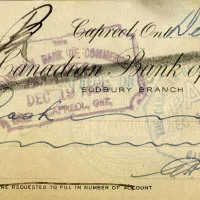 Document, Canadian Bank of Commerce Cheque.