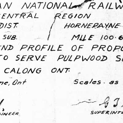 Canadian National: Plan and Profile showing the Proposed Spur to Serve the Pulpwood Supply Co at Calong