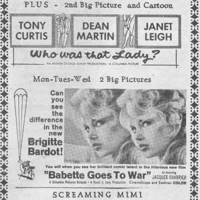 Newspaper Advertisement, Audion Theatre, Capreol, 1960.
