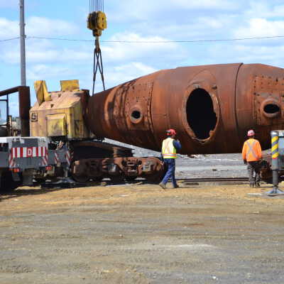 Photograph, NORMHC, Hot Metal Car move from INCO to Prescott Park.