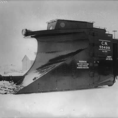 Photograph, Canadian National Railways (CNR) snow plough series No. 55499 built at Winnipeg Shops.