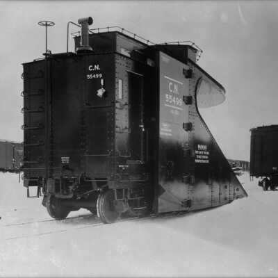 Photograph, Canadian National Railways (CNR) snow plough series No. 55499 built at Winnipeg Shops.