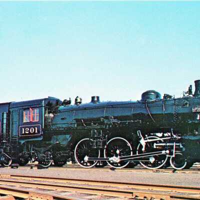 Photograph, Postcard, Canadian Pacific Steam Engine 1201, Montreal, Quebec, Angus Shops.