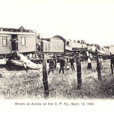 Photograph, Wreck at Azilda, CPR, September 12th 1906.