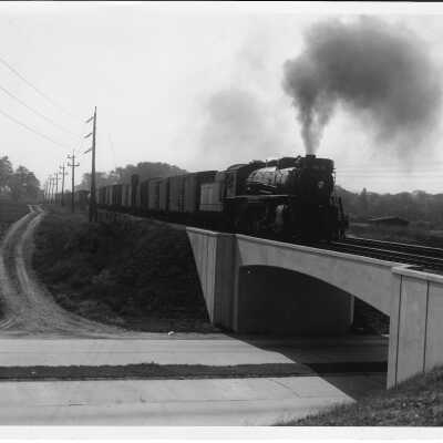 Canadian National Locomotive #3445 Passing on a Bridge