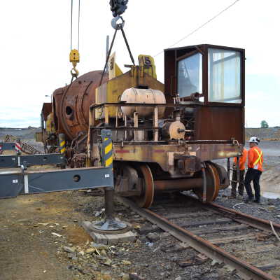 Photograph, NORMHC, Hot Metal Car move from INCO to Prescott Park.