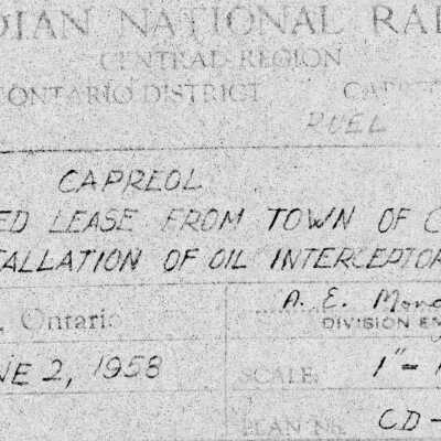 Canadian National: Plans Showing the Proposed Lease from the Town of Capreol for Installation of Oil Interceptor Pit at Capreol