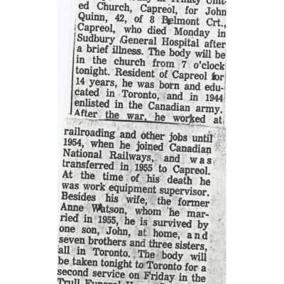 Document, Obituary, John Quinn.