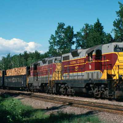 Photograph, Algoma Central Locomotive 157, Hawk Junction, 1989.