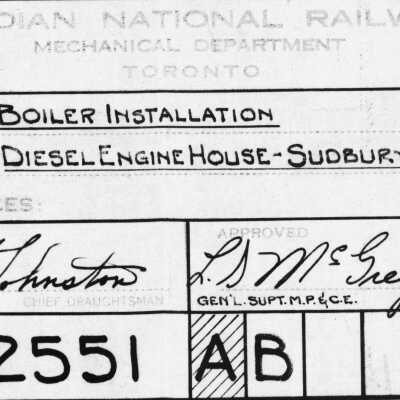 Canadian National Mechanical Department: Plan showing the Boiler Installation at the Diesel Engine House at Sudbury