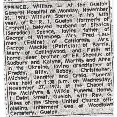 Document, Obituary, William Spence
