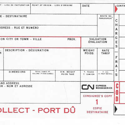 Canadian National: Express Messageries Collect Shipment Form