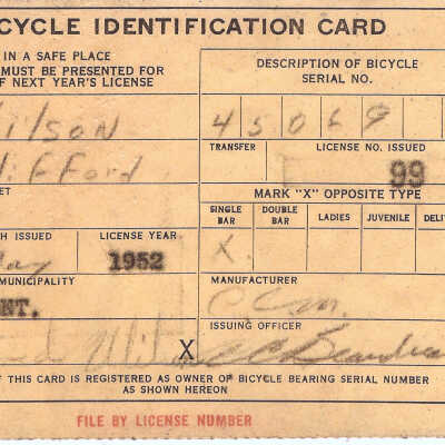 Form - Bicycle Identification Card