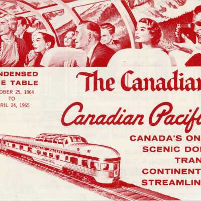 Condensed Timetable, Canadian Pacific, The Canadian, October 25th 1964 to April 24th 1965.