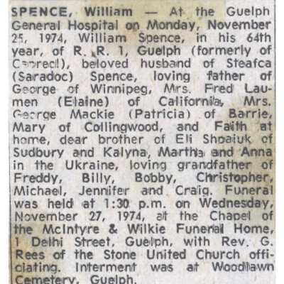 Document, Obituary, William Spence