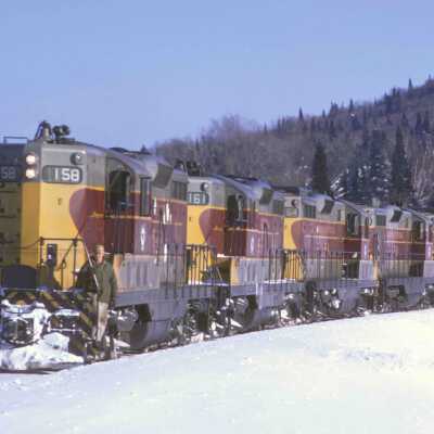 Photograph, Algoma Central Locomotive 158, Wabos, 1972.