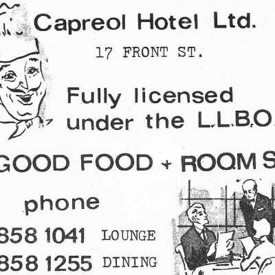Newspaper Advertisement, Capreol Hotel.