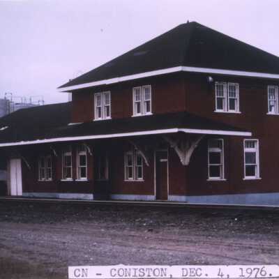 Photograph, CNR Station at Coniston, Ontario, December 4th 1976.