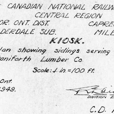 Canadian National: Plan Showing Sidings Serving the Staniforth Lumber Co at Kiosk