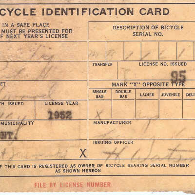 Form - Bicycle Identification Card