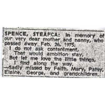Document, Obituary, Steafca Spence