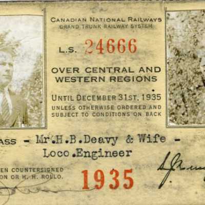 Canadian National: Central and Western Regions Pass, H. B. Deavy and Wife, 1935