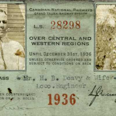 Canadian National: Central and Western Regions Pass, H. B. Deavy and Wife, 1936